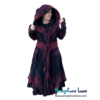 "Witchcraft" Black pixie felted 100% cashmere/fleece Katwise-inspired sequin sweatercoat-2578