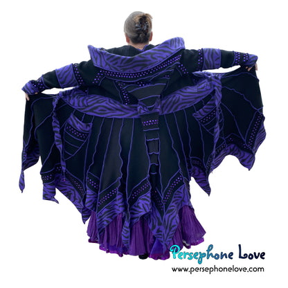 "Sea of Feelings" Black pixie felted 100% cashmere/fleece Katwise-inspired sequin sweatercoat-2579