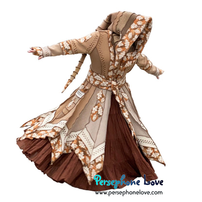 "Tomorrow" Beige pixie felted cashmere/fleece Katwise-inspired sequin sweatercoat-2585