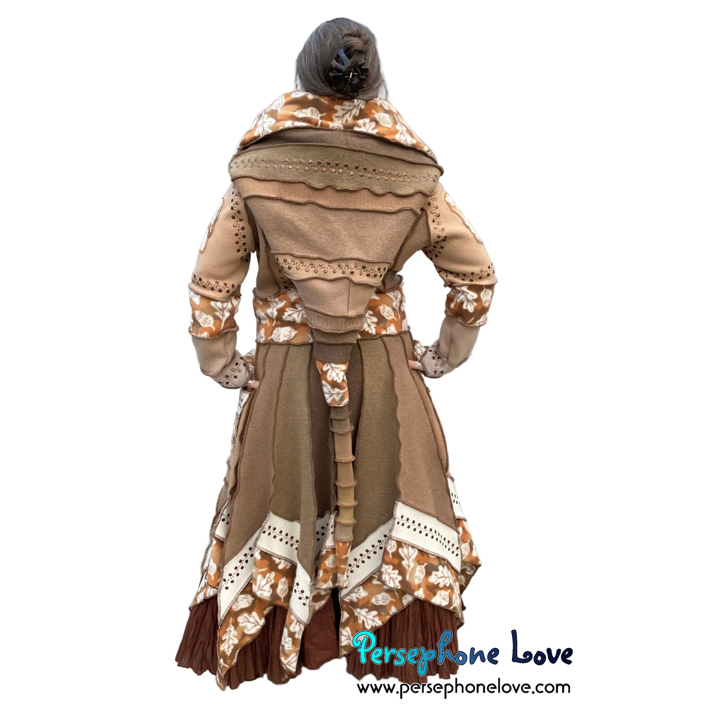 "Tomorrow" Beige pixie felted cashmere/fleece Katwise-inspired sequin sweatercoat-2585