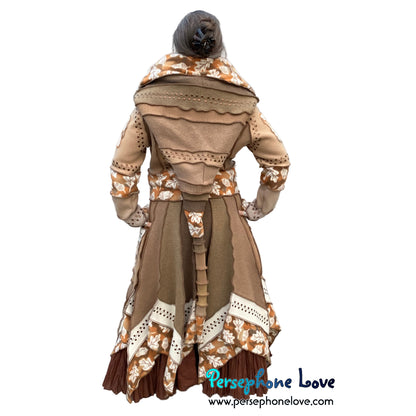 "Tomorrow" Beige pixie felted cashmere/fleece Katwise-inspired sequin sweatercoat-2585
