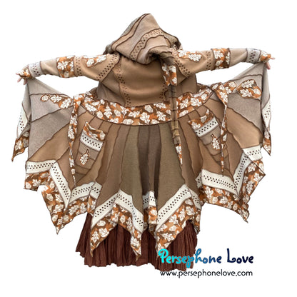 "Tomorrow" Beige pixie felted cashmere/fleece Katwise-inspired sequin sweatercoat-2585
