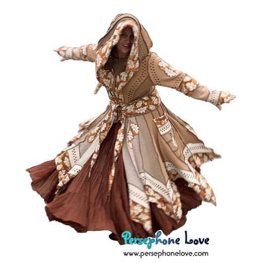 "Tomorrow" Beige pixie felted cashmere/fleece Katwise-inspired sequin sweatercoat-2585