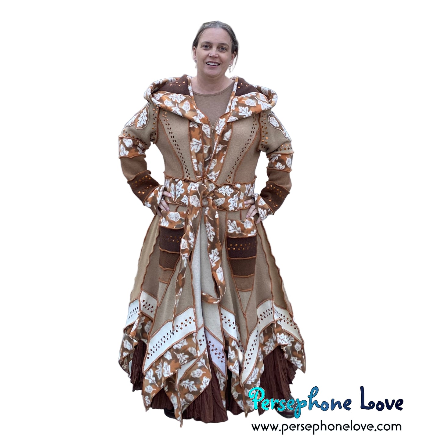 "When I Fall Asleep" Beige pixie felted cashmere/fleece Katwise-inspired sequin sweatercoat-2586