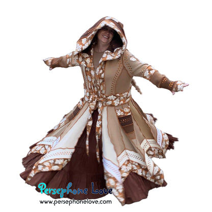 "When I Fall Asleep" Beige pixie felted cashmere/fleece Katwise-inspired sequin sweatercoat-2586