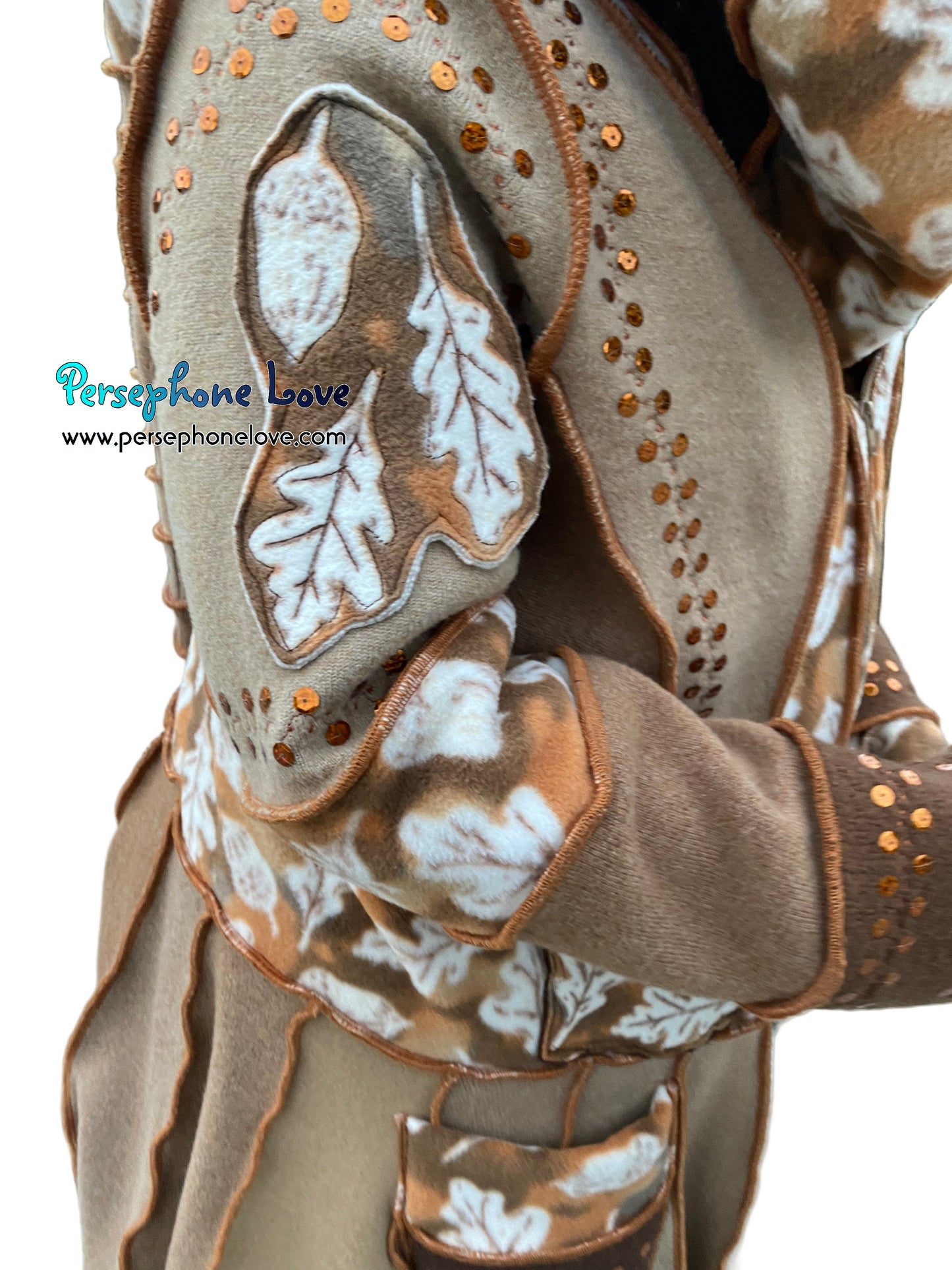 "When I Fall Asleep" Beige pixie felted cashmere/fleece Katwise-inspired sequin sweatercoat-2586