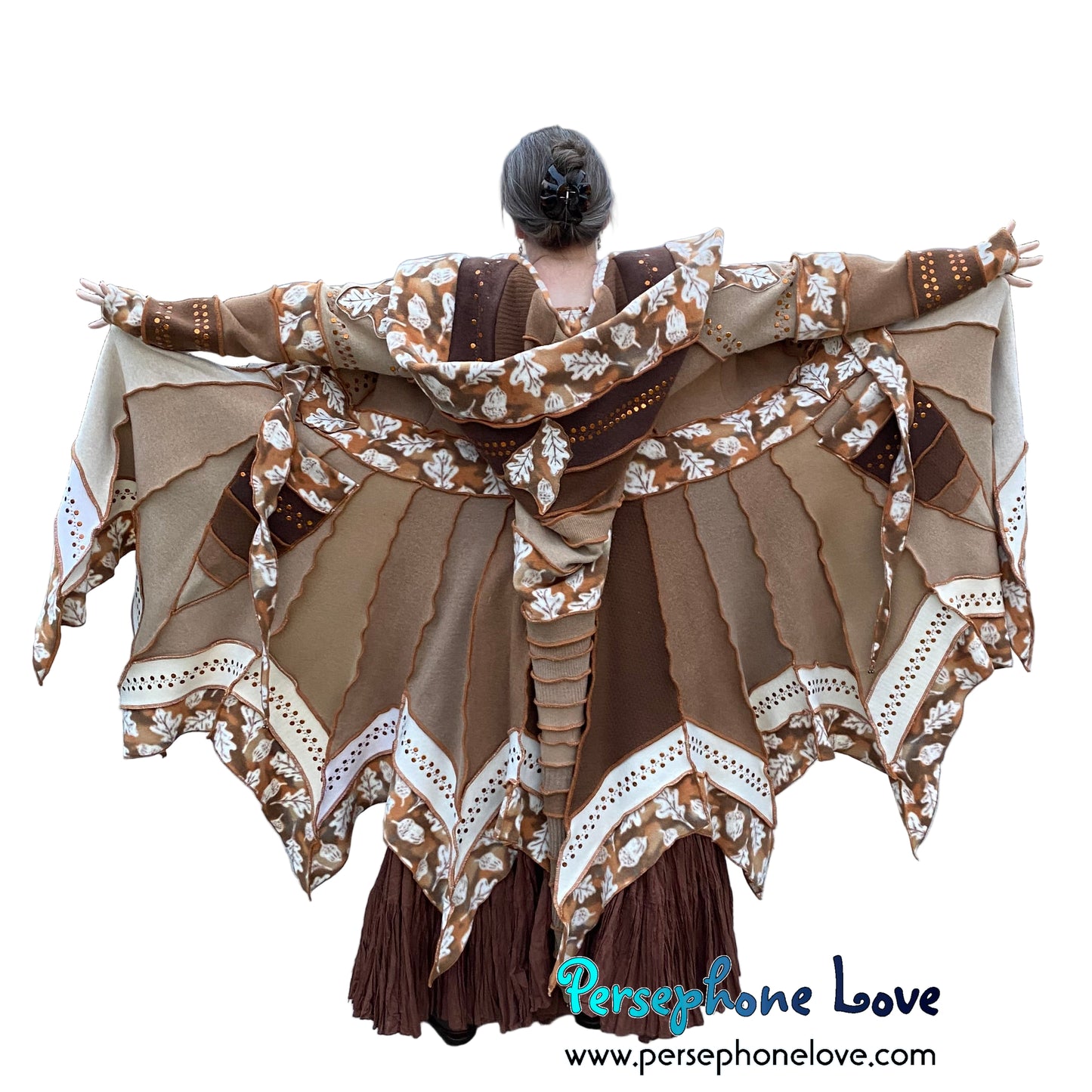 "When I Fall Asleep" Beige pixie felted cashmere/fleece Katwise-inspired sequin sweatercoat-2586