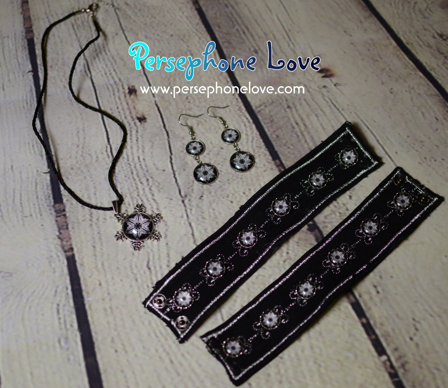 Winter holiday glass cabochon necklace earring bracelet set-1196