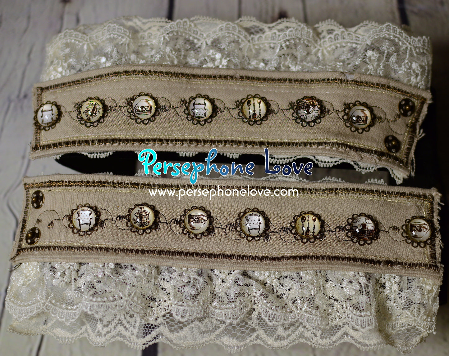 Steampunk glass cabochon necklace earring bracelet set-1227