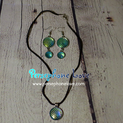 Dragon mermaid scales necklace earring bracelet set-1228