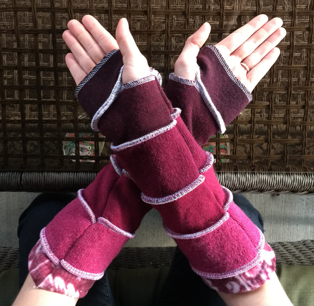 Katwise inspired needle-felted berry upcycled sweater arm warmers-1306