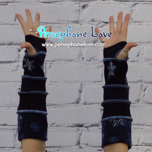 Katwise inspired needle-felted blue upcycled sweater arm warmers-1325