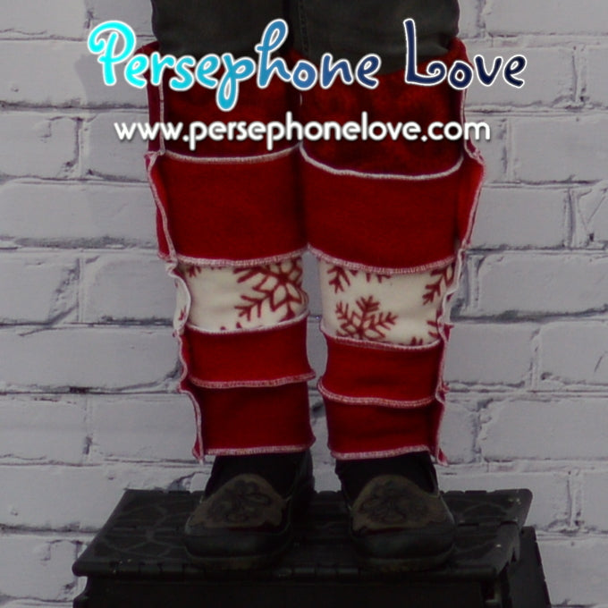 Red felted holiday fleece wool cashmere leg warmers-1329