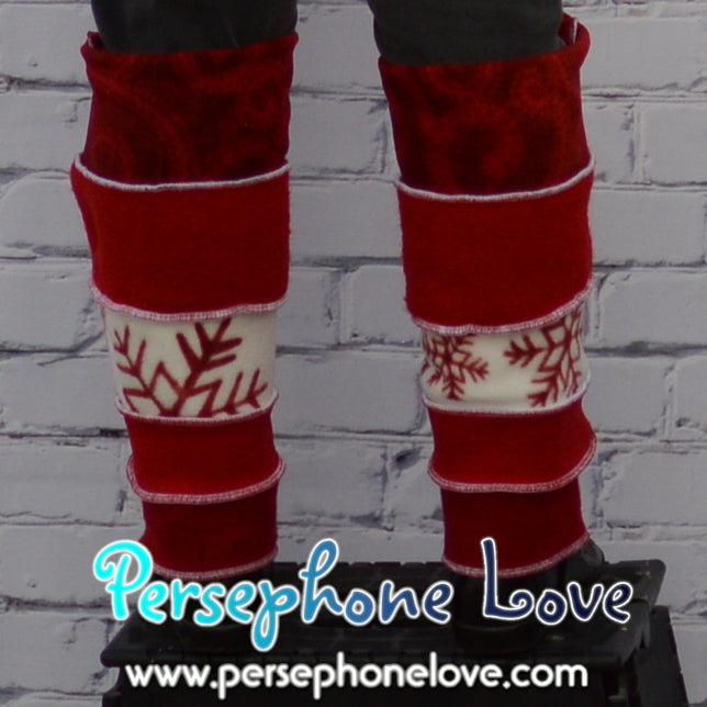 Red felted holiday fleece wool cashmere leg warmers-1329