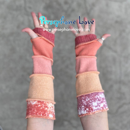 Katwise inspired needle-felted peach galaxy upcycled sweater arm warmers-1377