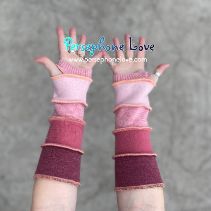 Katwise inspired needle-felted peach arm upcycled sweater warmers 90% cashmere-1378