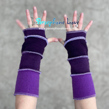 Katwise inspired needle-felted purple upcycled sweater arm warmers-1382