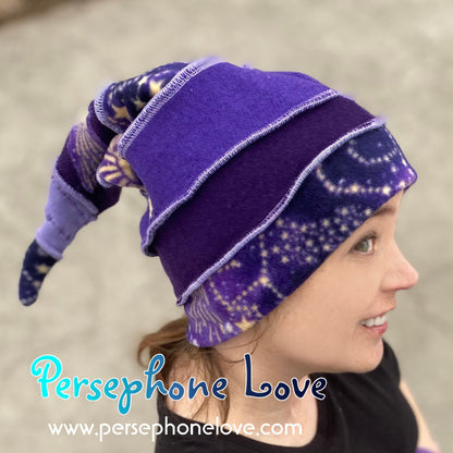 Katwise inspired purple gradient felted galaxy recycled sweater pixie elf hat-1394