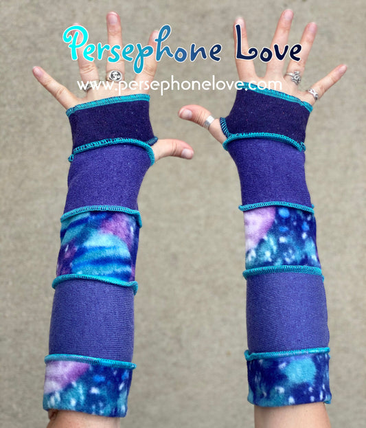 Katwise inspired needle-felted purple 100% cashmere upcycled sweater arm warmers -1423