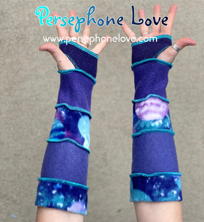 Katwise inspired needle-felted purple 100% cashmere upcycled sweater arm warmers -1423