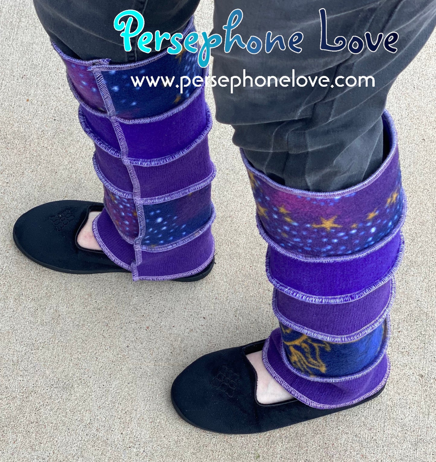 Katwise-inspired purple celestial fleece/wool leg warmers-1462