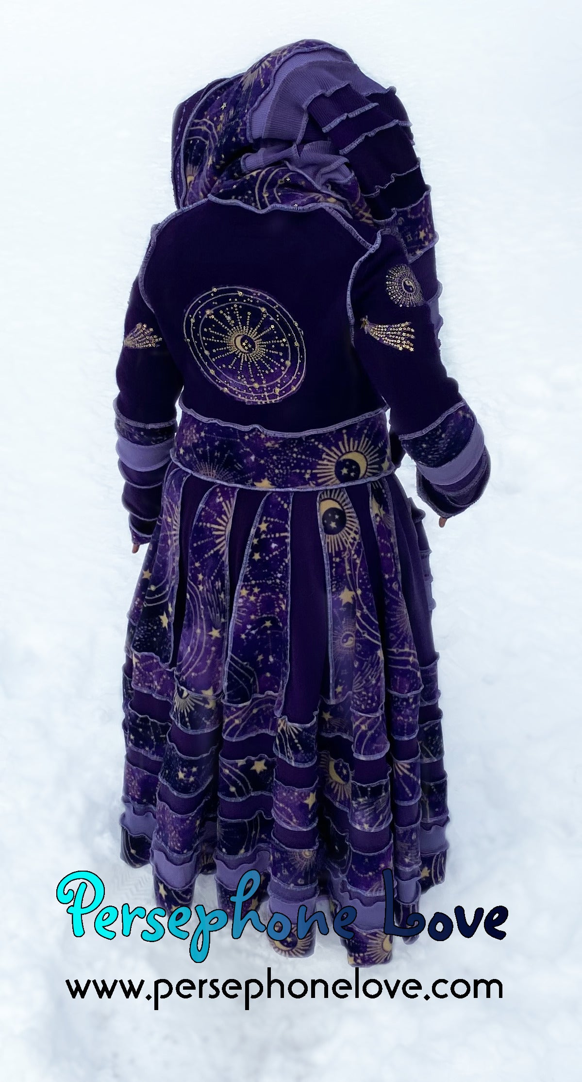 "Extollere" Purple Zodiac felted wool/cashmere Katwise-inspired patchwork wizard sweatercoat-2512