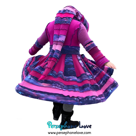 "Magenta Magic" GODDESS SIZE embroidered/felted cashmere Katwise-inspired patchwork sweatercoat-2526