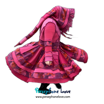 "Pink Lemonade" GODDESS SIZE Hot Pink embroidered/felted cashmere patchwork Katwise-inspired sweatercoat-2527