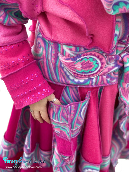 Pink Paisley felted cashmere/fleece Katwise-inspired sequin sweatercoat-2531