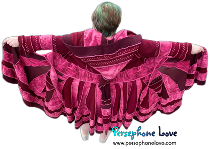 "Say My Name" GODDESS SIZE Red/Pink embroidered/felted/sequins cashmere patchwork Katwise-inspired sweatercoat-2533