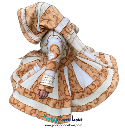 "Loyal" GODDESS SIZE White/Tan embroidered/felted/sequins cashmere patchwork Katwise-inspired sweatercoat-2534