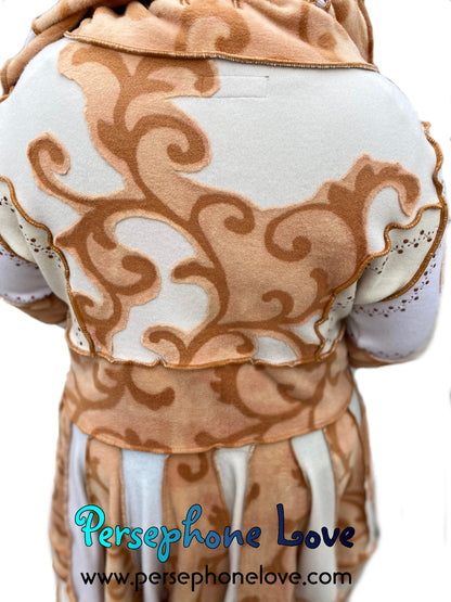 "Loyal" GODDESS SIZE White/Tan embroidered/felted/sequins cashmere patchwork Katwise-inspired sweatercoat-2534