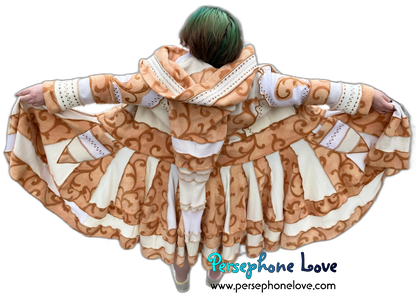 "Loyal" GODDESS SIZE White/Tan embroidered/felted/sequins cashmere patchwork Katwise-inspired sweatercoat-2534