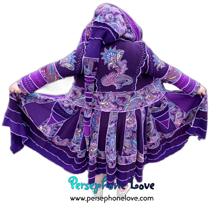 "La Ciudad" GODDESS SIZE Purple Paisley embroidered/felted/sequins cashmere patchwork Katwise-inspired sweatercoat-2538