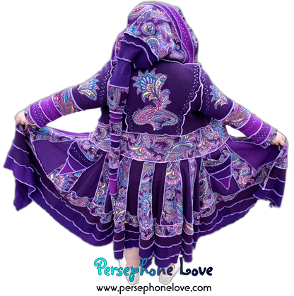 "La Ciudad" GODDESS SIZE Purple Paisley embroidered/felted/sequins cashmere patchwork Katwise-inspired sweatercoat-2538