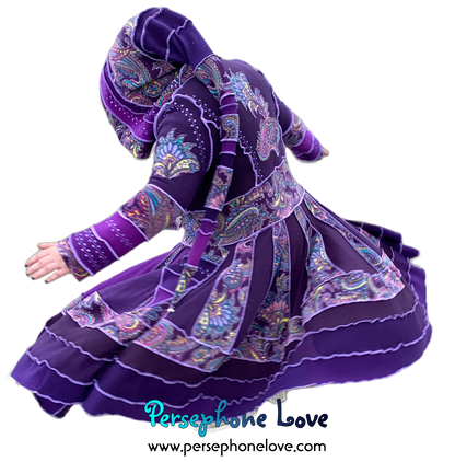 "La Ciudad" GODDESS SIZE Purple Paisley embroidered/felted/sequins cashmere patchwork Katwise-inspired sweatercoat-2538