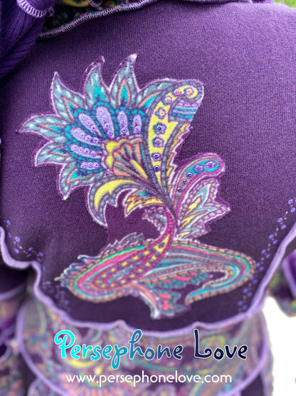 "La Ciudad" GODDESS SIZE Purple Paisley embroidered/felted/sequins cashmere patchwork Katwise-inspired sweatercoat-2538