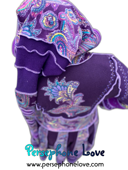 "La Ciudad" GODDESS SIZE Purple Paisley embroidered/felted/sequins cashmere patchwork Katwise-inspired sweatercoat-2538
