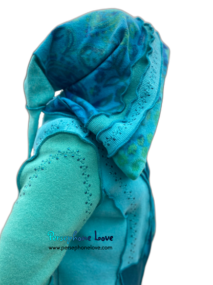 "Collapsing World" Katwise style embroidered/felted/sequins 100% cashmere patchwork hoodie-2540