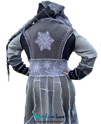 “Winterfell” Grey pixie felted cashmere/fleece Katwise-inspired sequin sweatercoat-2553