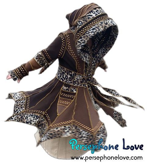 “Madazulu" GODDESS SIZE Brown pixie felted cashmere/fleece Katwise-inspired sequin sweatercoat-2557