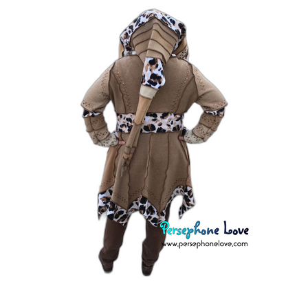"Animals" GODDESS SIZE Beige pixie felted cashmere/fleece Katwise-inspired sequin sweatercoat-2558