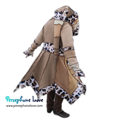 "Animals" GODDESS SIZE Beige pixie felted cashmere/fleece Katwise-inspired sequin sweatercoat-2558