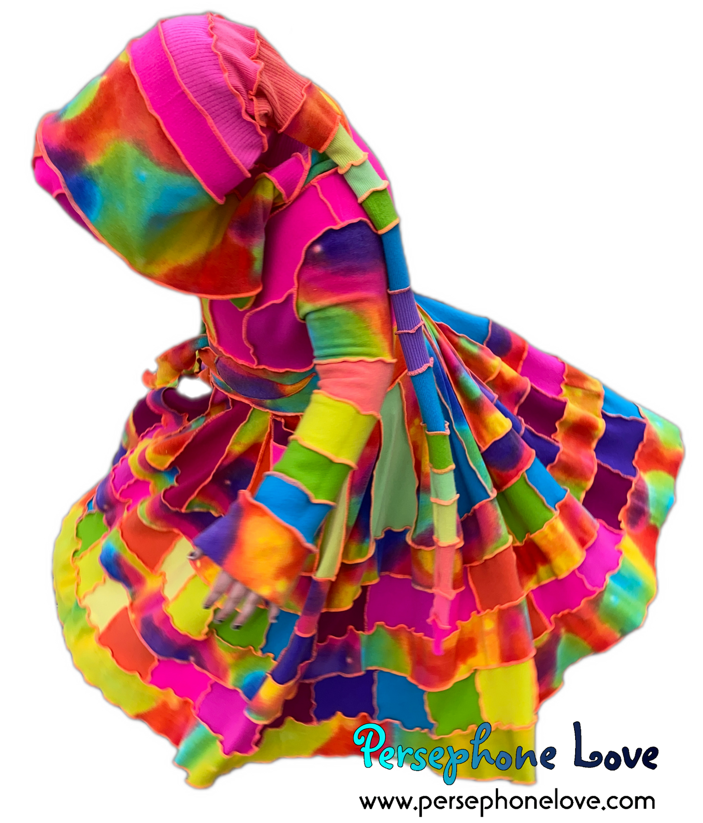 "Sun Models" GODDESS SIZE Neon Rainbow embroidered/felted cashmere patchwork Katwise-inspired sweatercoat-2535