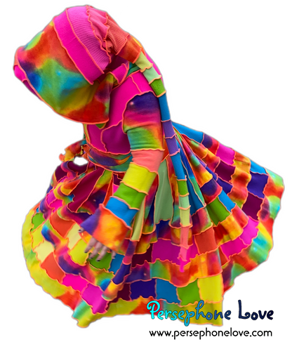 "Sun Models" GODDESS SIZE Neon Rainbow embroidered/felted cashmere patchwork Katwise-inspired sweatercoat-2535