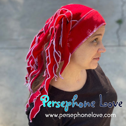 Katwise inspired red felted 100% cashmere/fleece recycled sweater dreadlock hat-1473