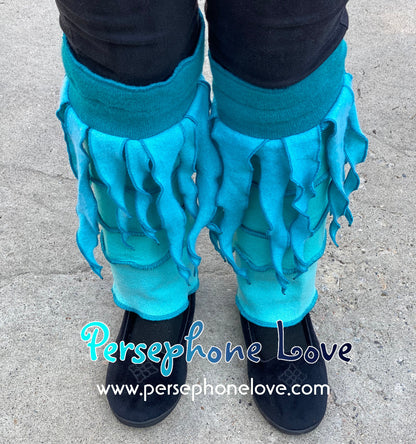 Katwise-inspired Teal gradient 100% felted cashmere leg warmers-1452