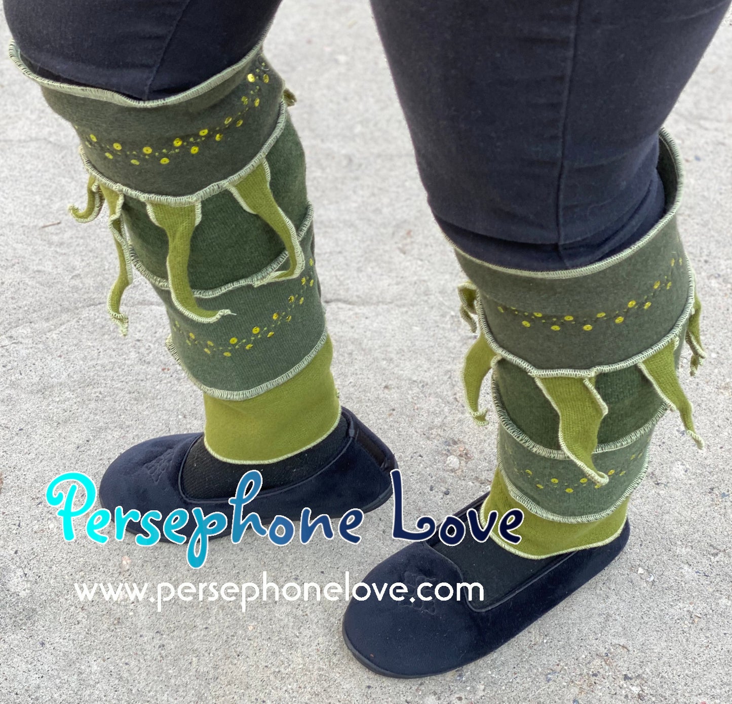 Katwise-inspired green 100% felted cashmere leg warmers-1476