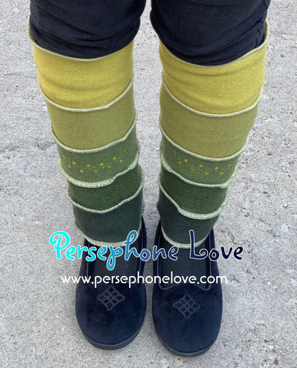 Katwise-inspired green felted 100% cashmere leg warmers-1478