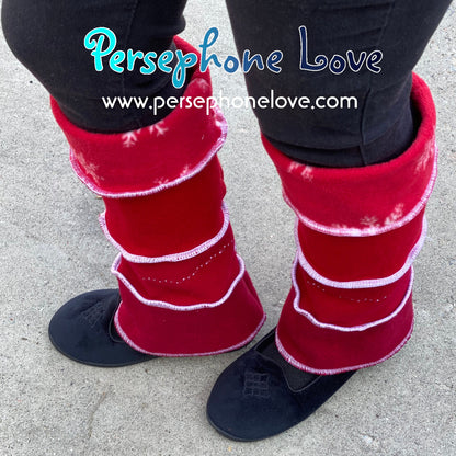 Katwise-inspired red felted embroidered 100% cashmere leg warmers-1470